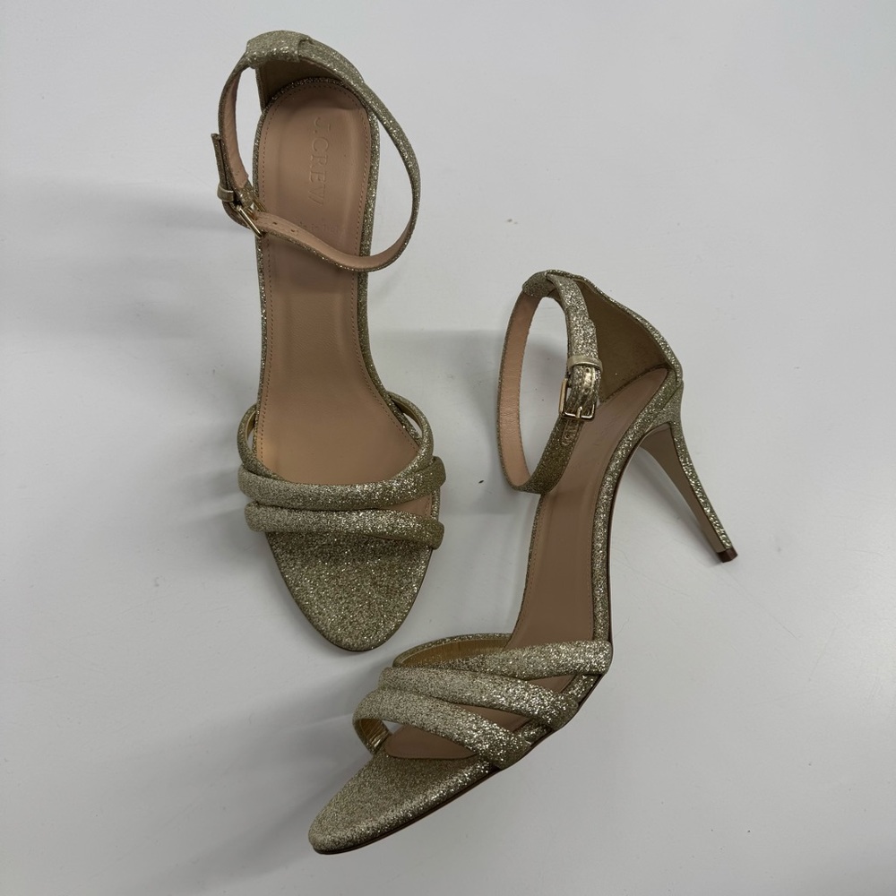 NEW J.Crew Gold Glitter Tubolar Boyd High Heel Strappy Sandal